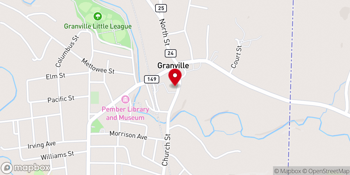 Map showing location of United Methodist Church of Granville