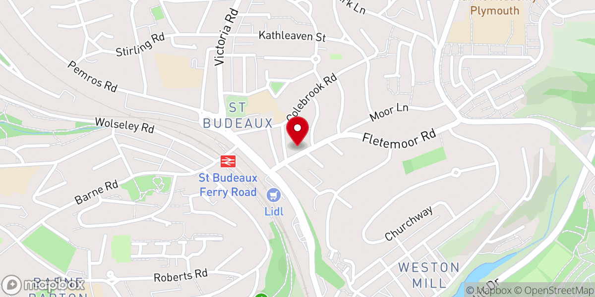 Map showing location of St Budeaux Baptist Church