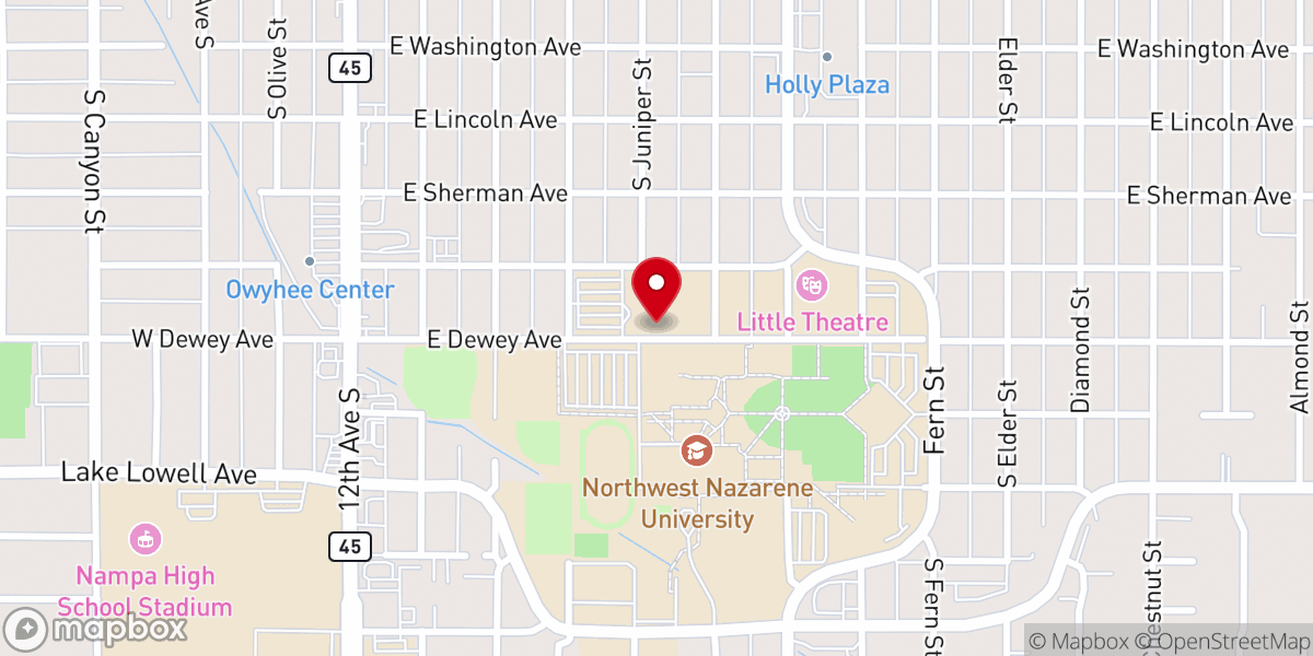 Map showing location of Nampa College Church