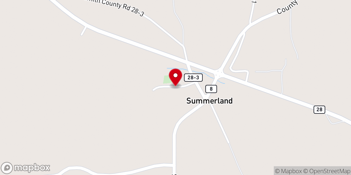 Map showing location of Summerland Baptist Church