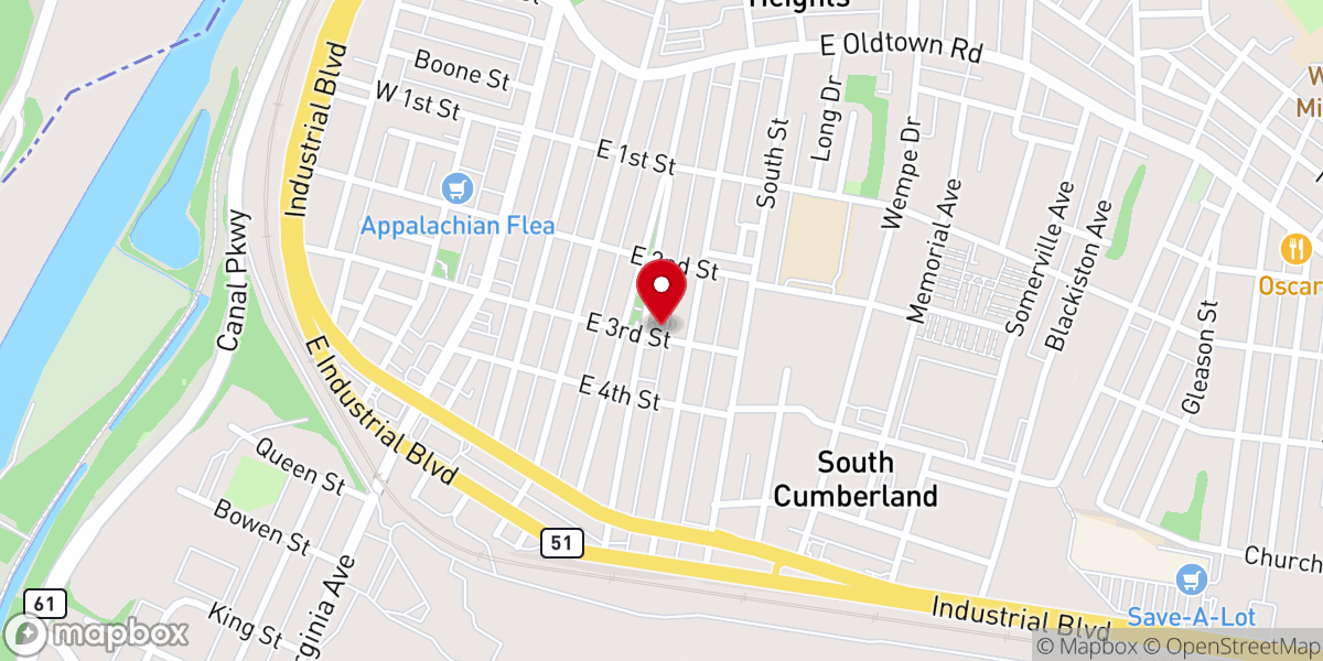 Map showing location of Cumberland Bible Church