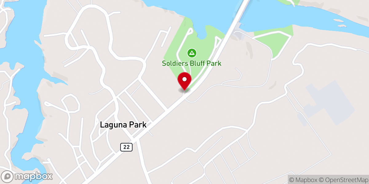 Map showing location of Soldiers Bluff Park