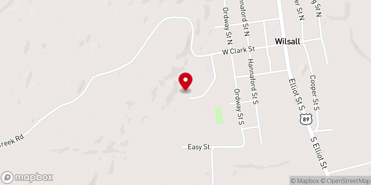 Map showing location of Wilsall United Methodist Church