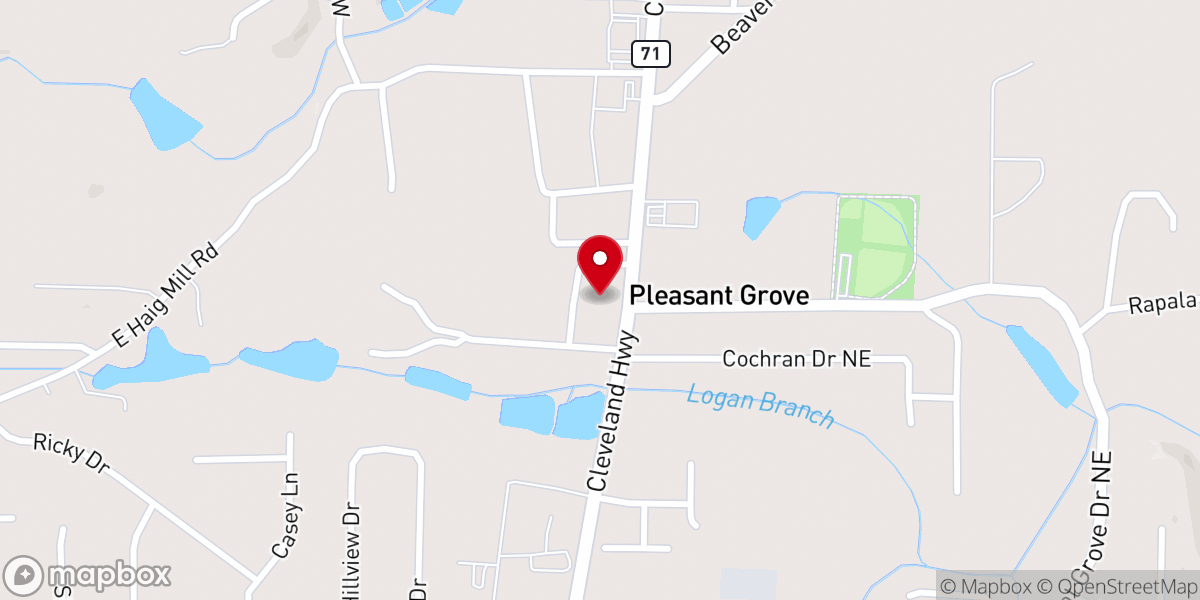 Map showing location of Pleasant Grove Methodist Church