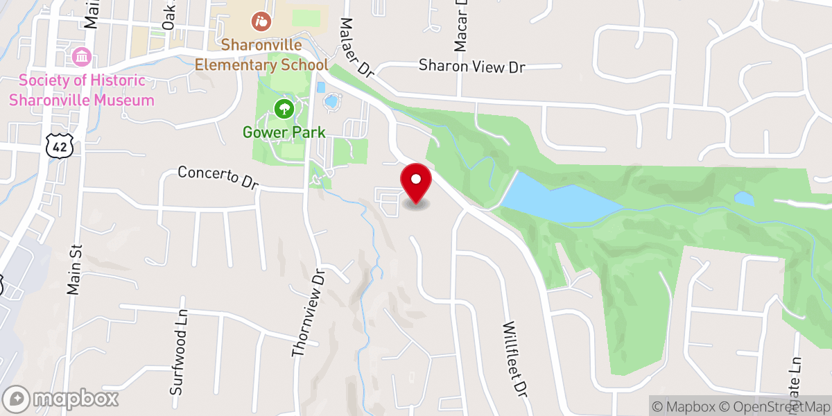 Map showing location of Sharonville United Methodist Church