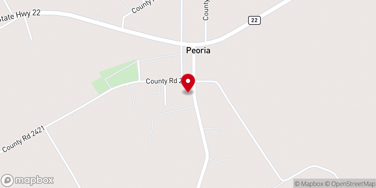 Map showing location of Peoria Baptist Church