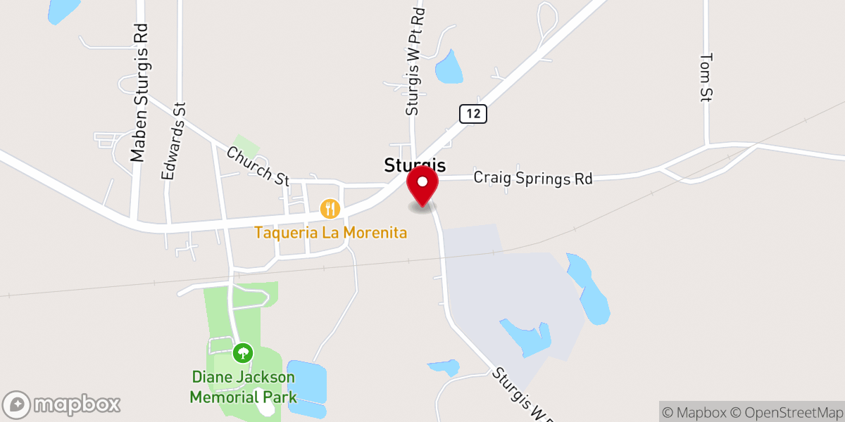 Map showing location of Sturgis United Methodist Church