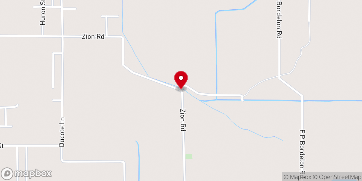 Map showing location of Old Zion Baptist Church