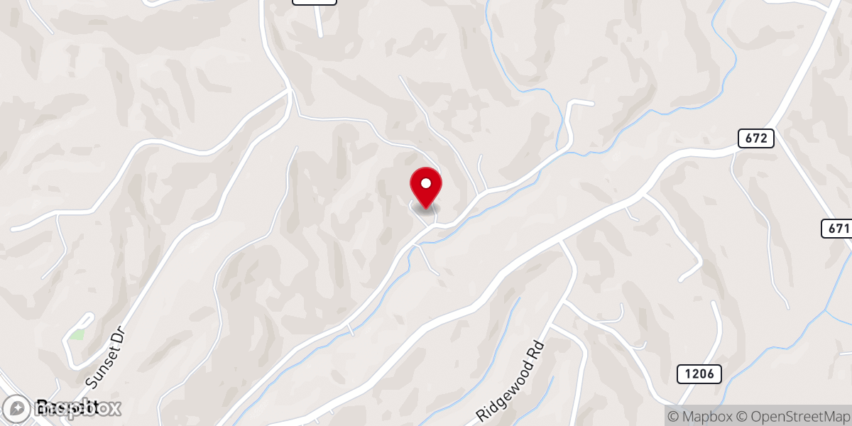 Map showing location of Oak Hill Church