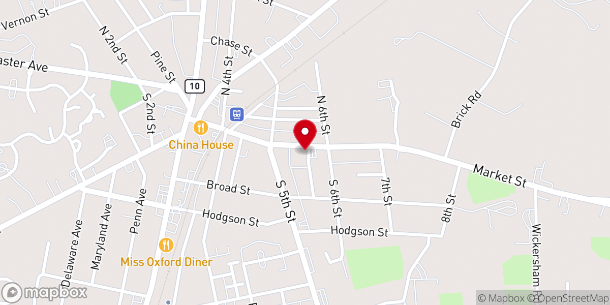 Map showing location of Oxford United Methodist Church