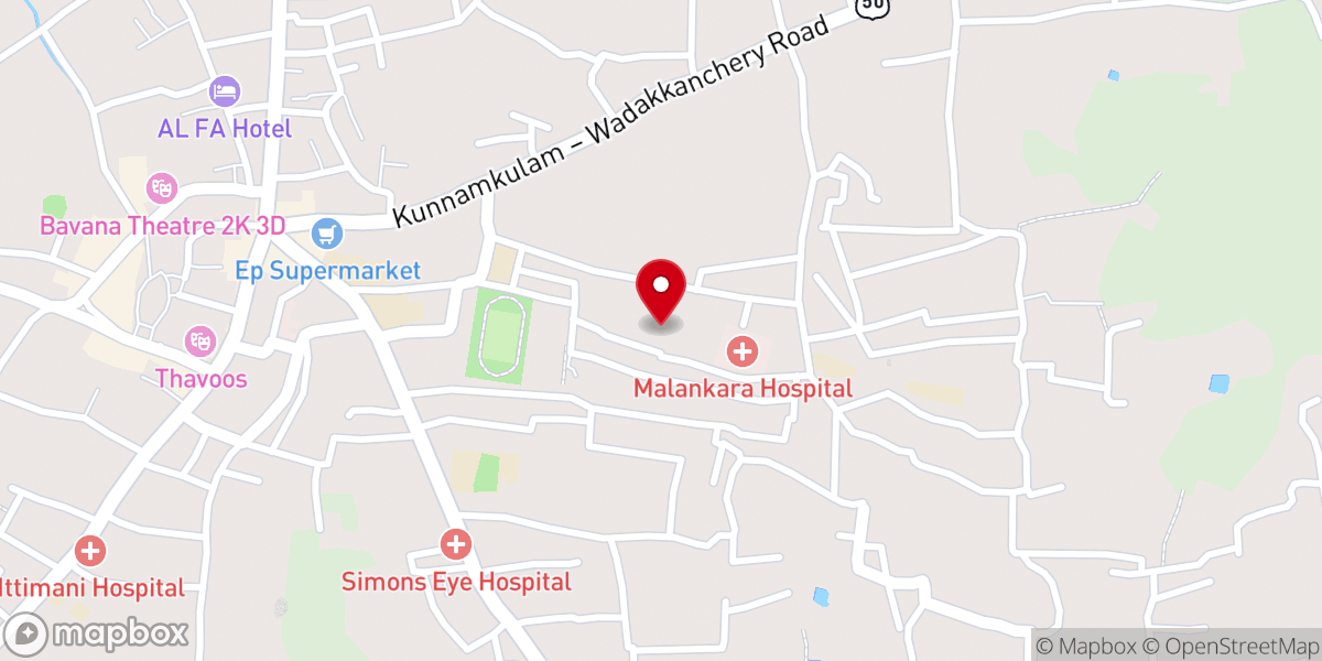 Map showing location of Sharon Fellowship Church, kunnamkulam