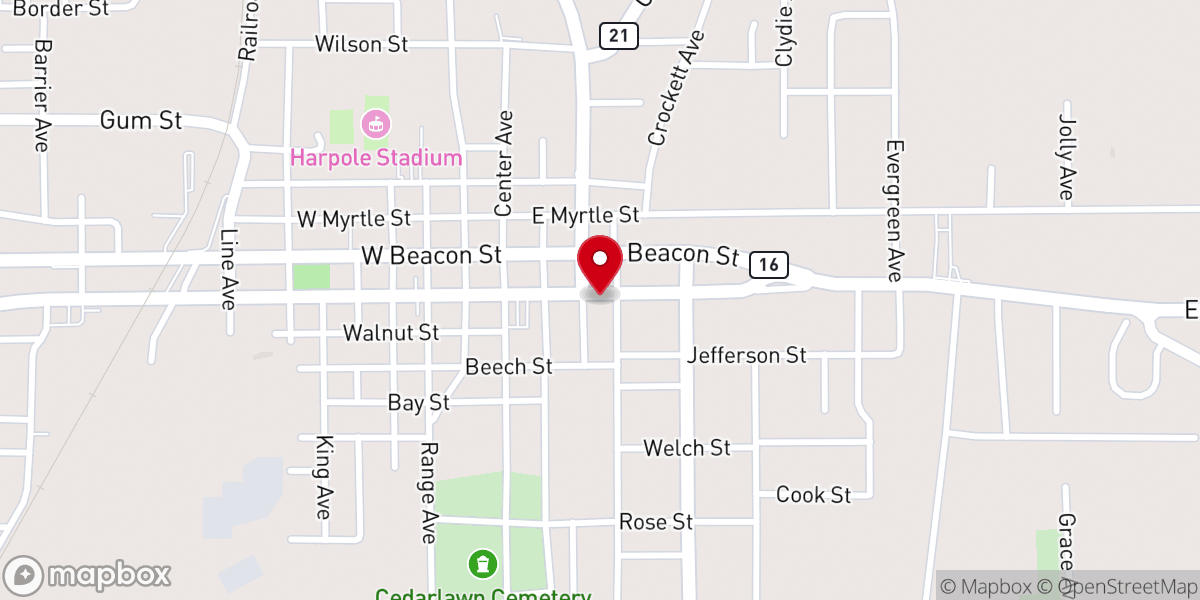 Map showing location of First Presbyterian Church