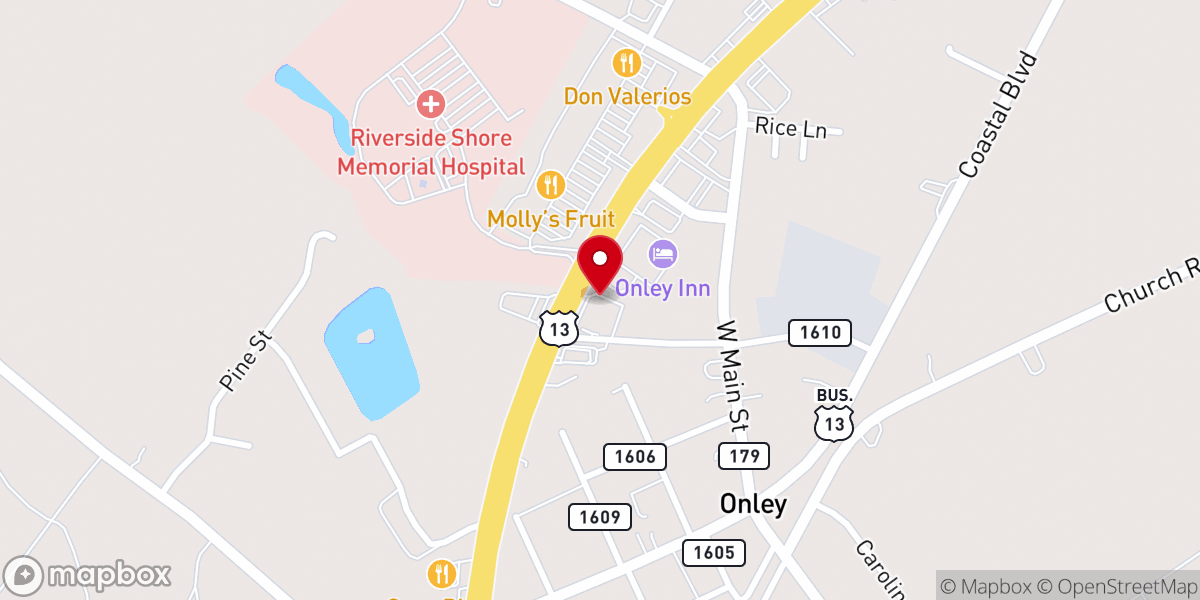 Map showing location of Eastern Shore Christian Center