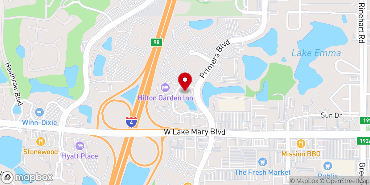 Map showing location of Crystal Ballroom Lake Mary