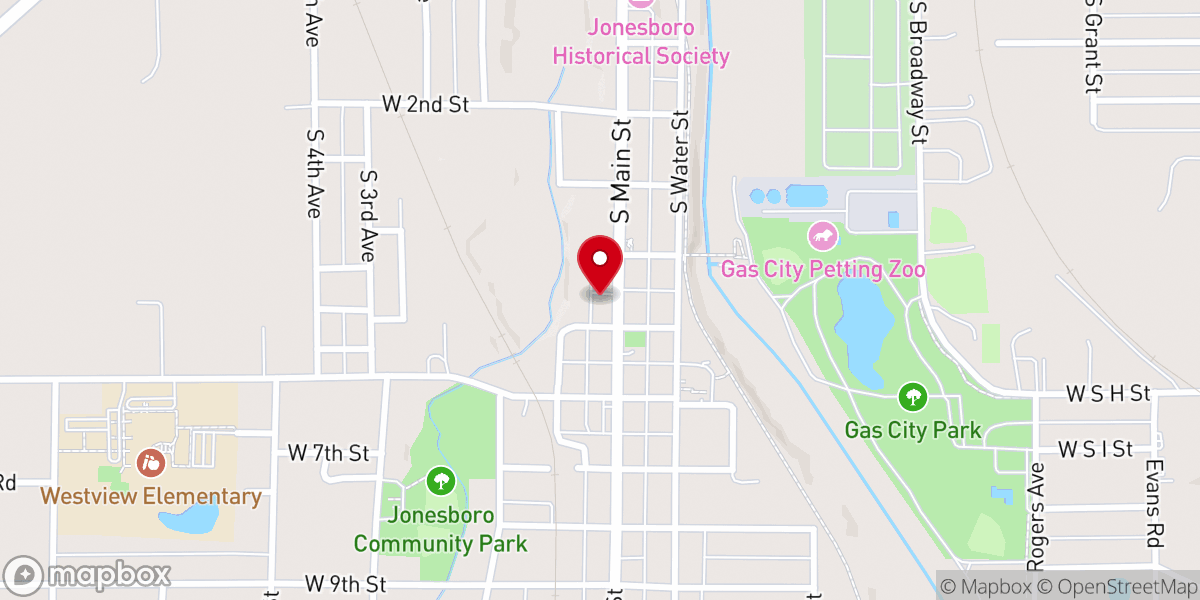 Map showing location of Jonesboro City Hall