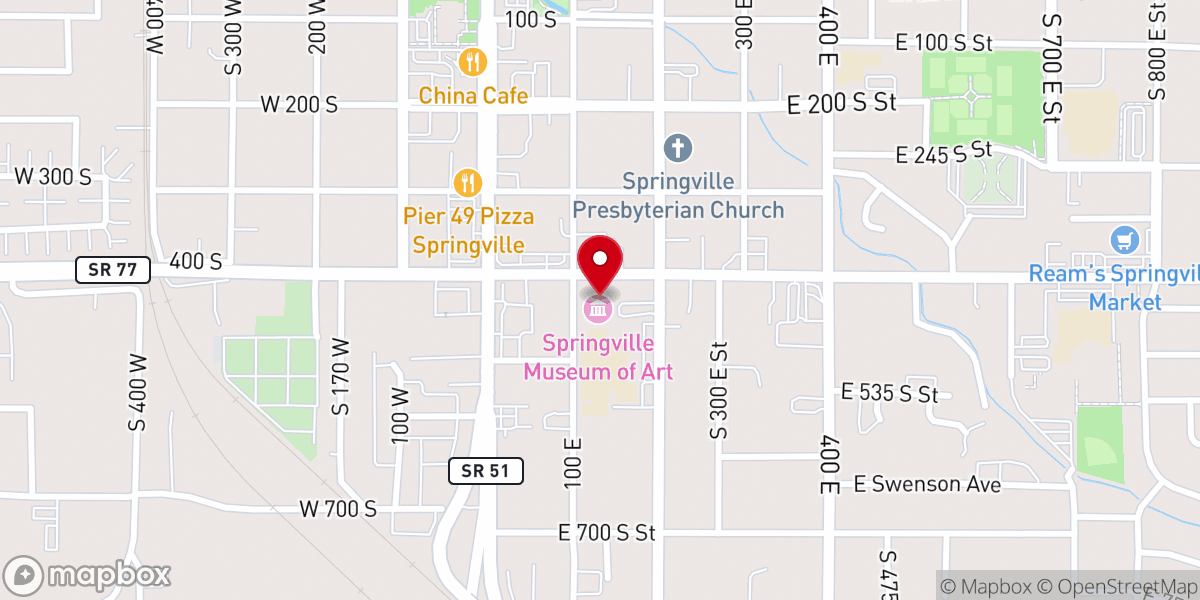 Map showing location of Springville Museum of Art