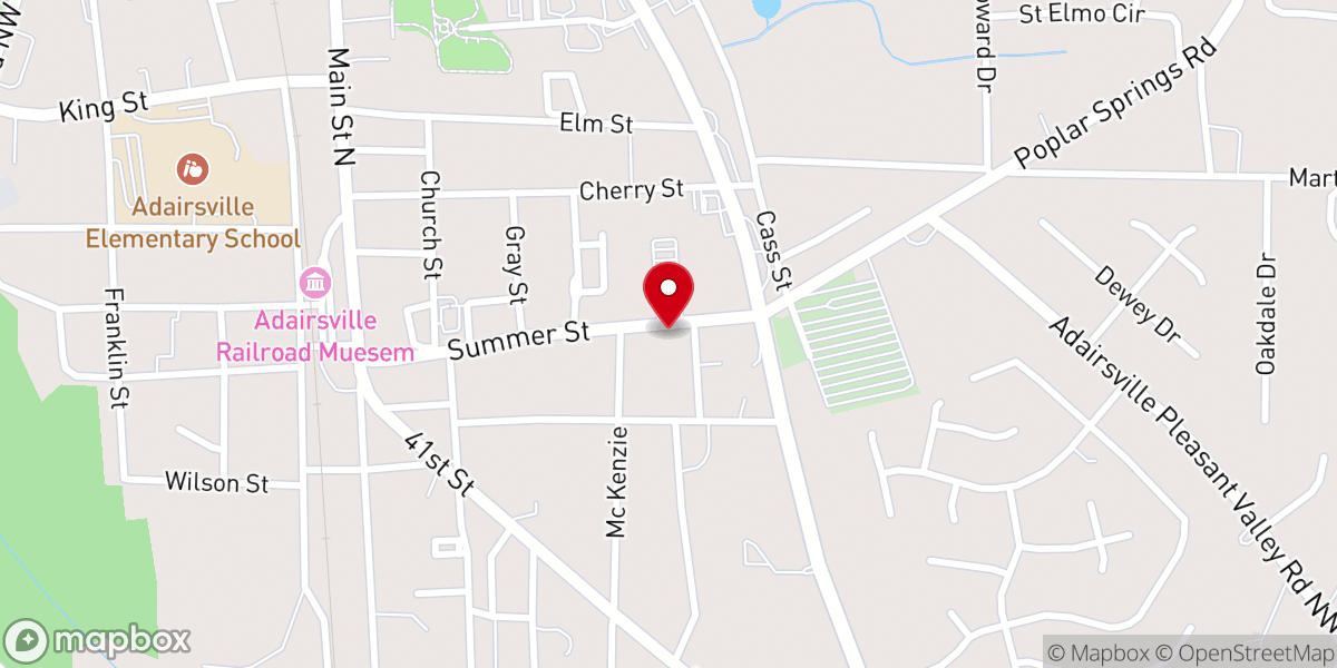 Map showing location of Adairsville Church of Christ