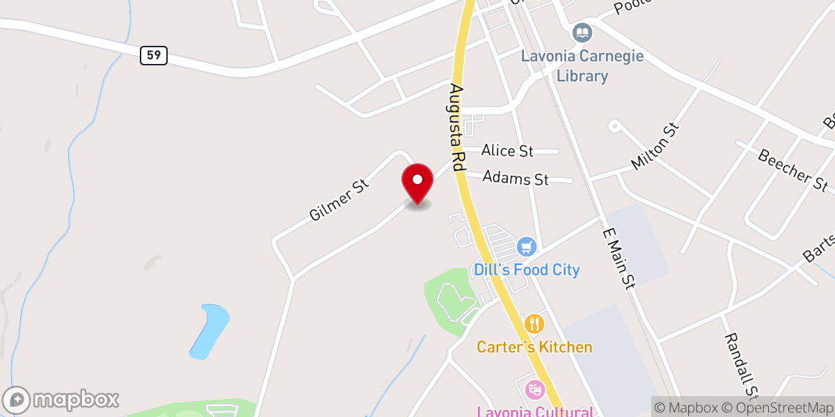 Map showing location of Lavonia Church of God