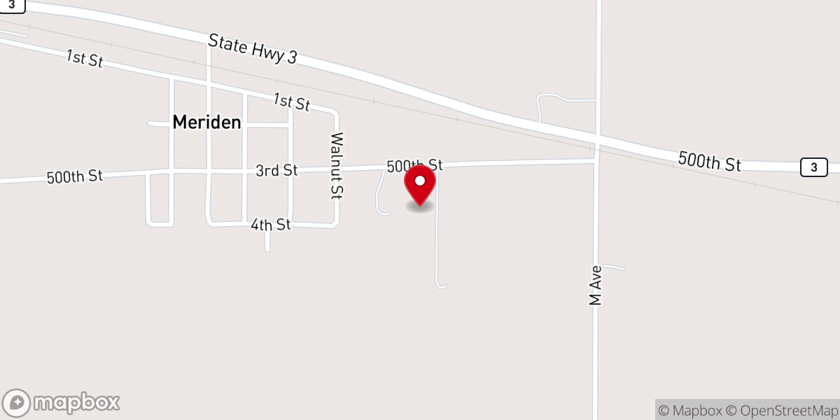 Map showing location of Meriden Evangelical Free Church