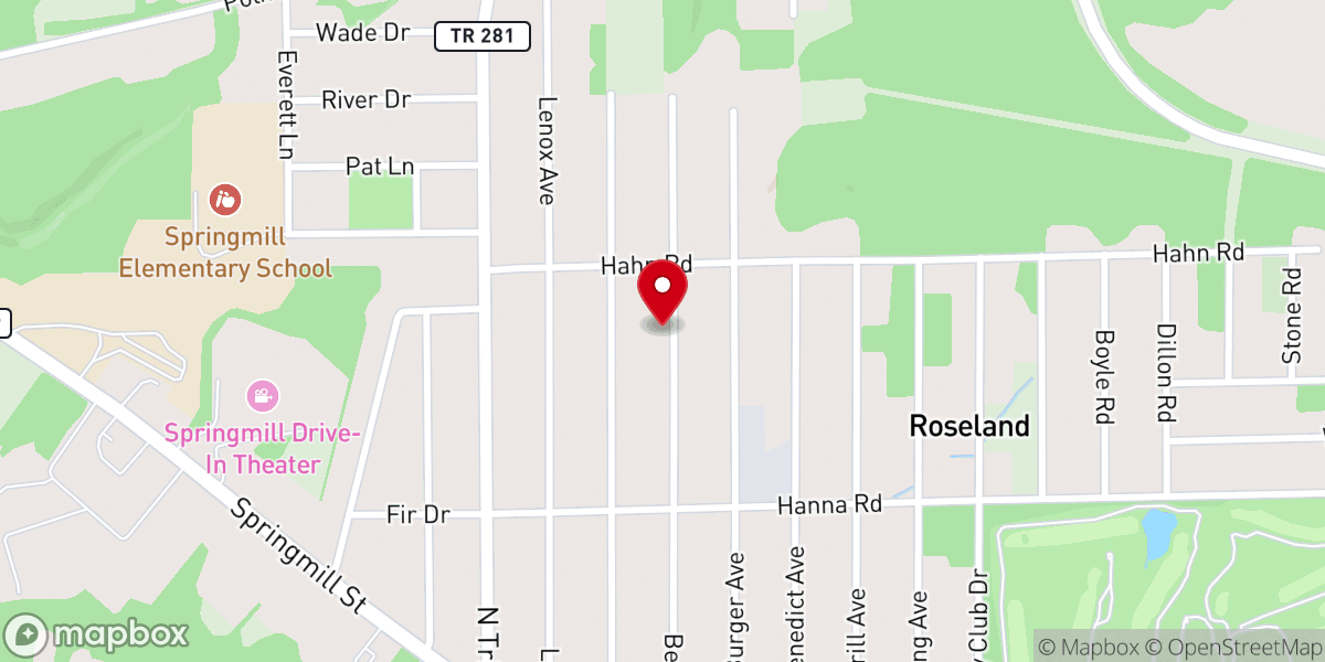 Map showing location of Belmont Community Church