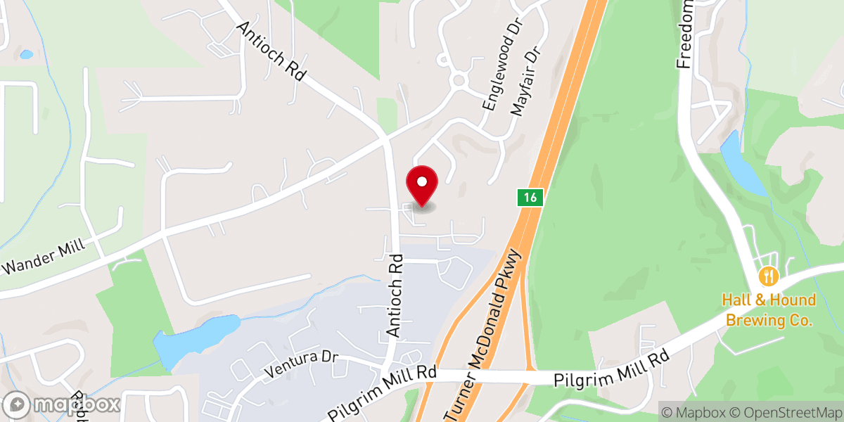 Map showing location of Antioch Baptist Church