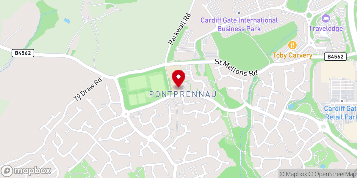 Map showing location of The Bridge Church, Cardiff