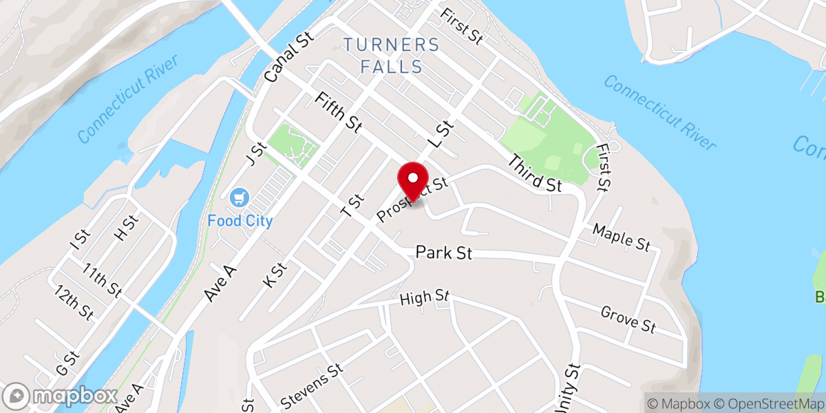Map showing location of First Baptist Church of Turner
