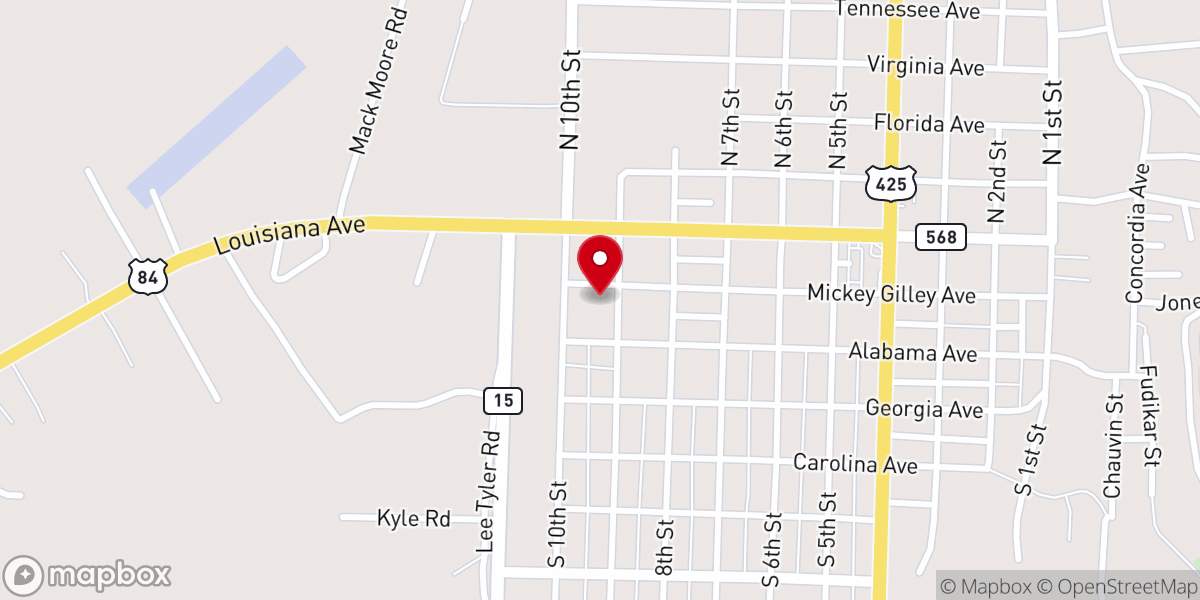 Map showing location of Rufus Baptist Church