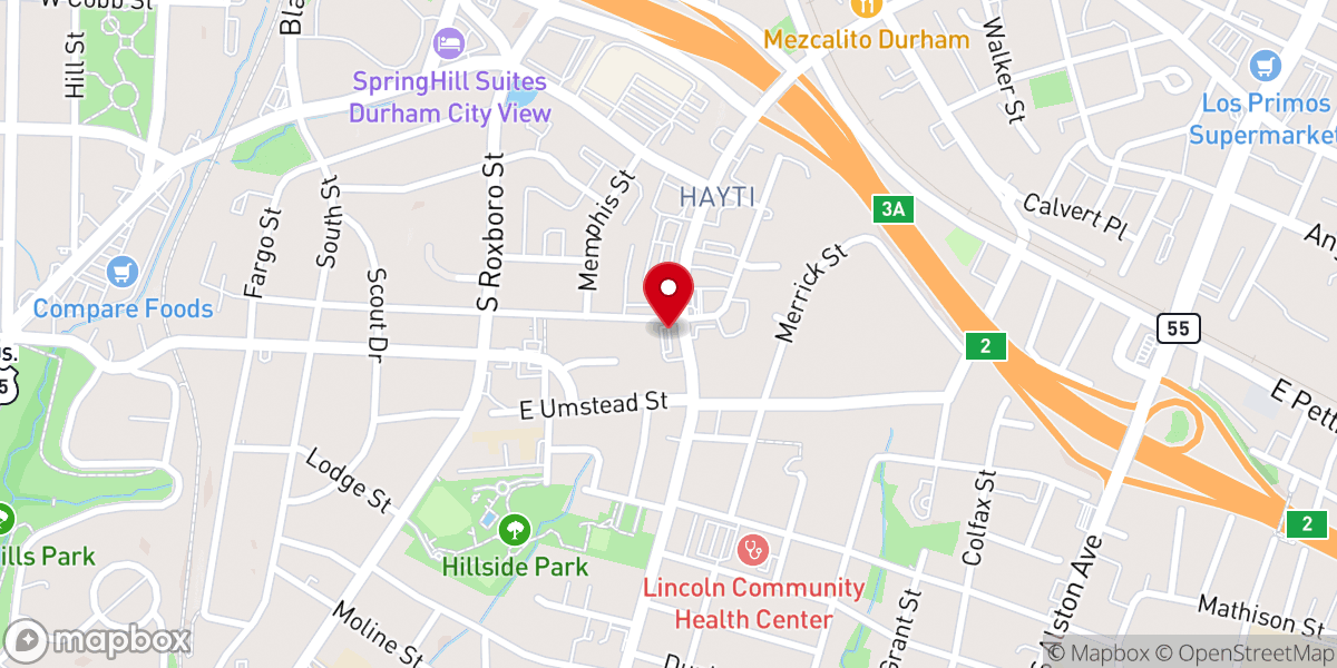 Map showing location of Fisher Memorial United Holy Church of America