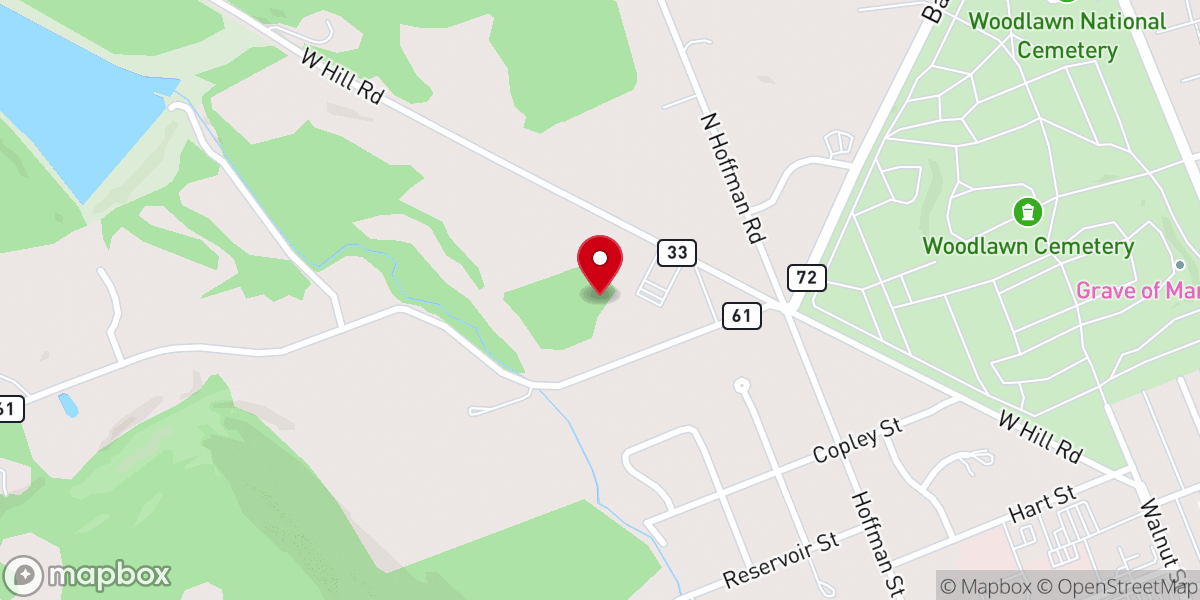 Map showing location of Hillcrest Baptist Church