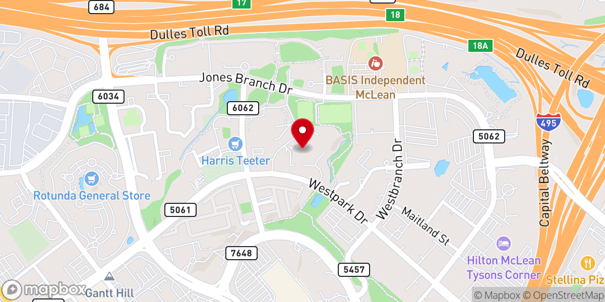 Map showing location of Kaiser Permanente Tysons Corner Medical Center