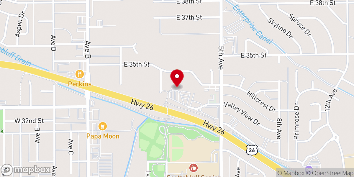Map showing location of Twin Tree Chapel