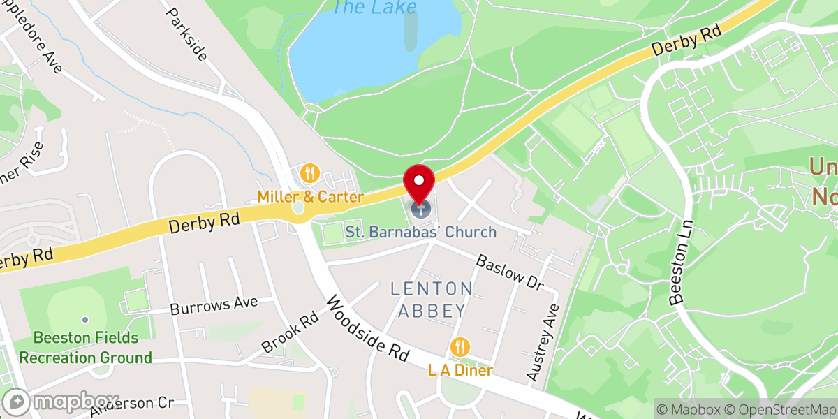 Map showing location of St Barnabas Church