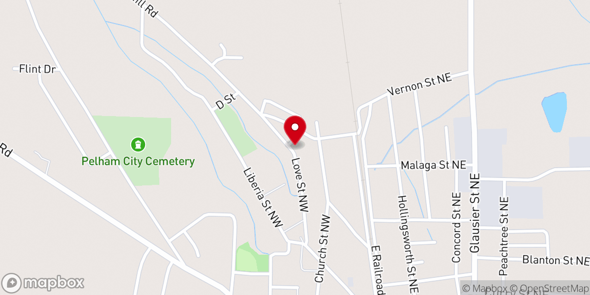 Map showing location of Pleasant Grove Missionary Baptist Church