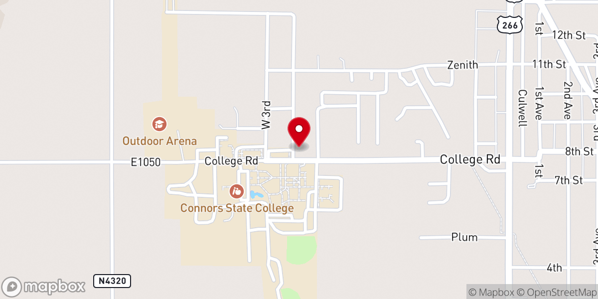 Map showing location of Connors State BCM