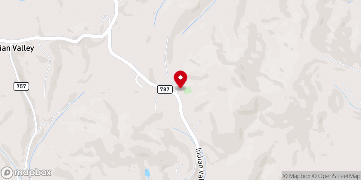 Map showing location of Indian Creek Primitive Baptist Church