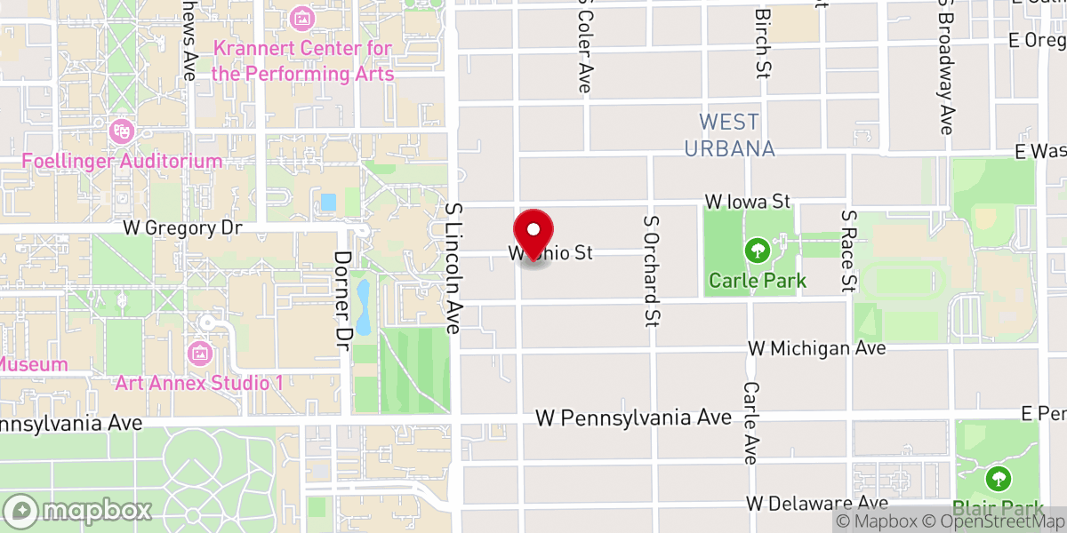 Map showing location of The Church in Urbana