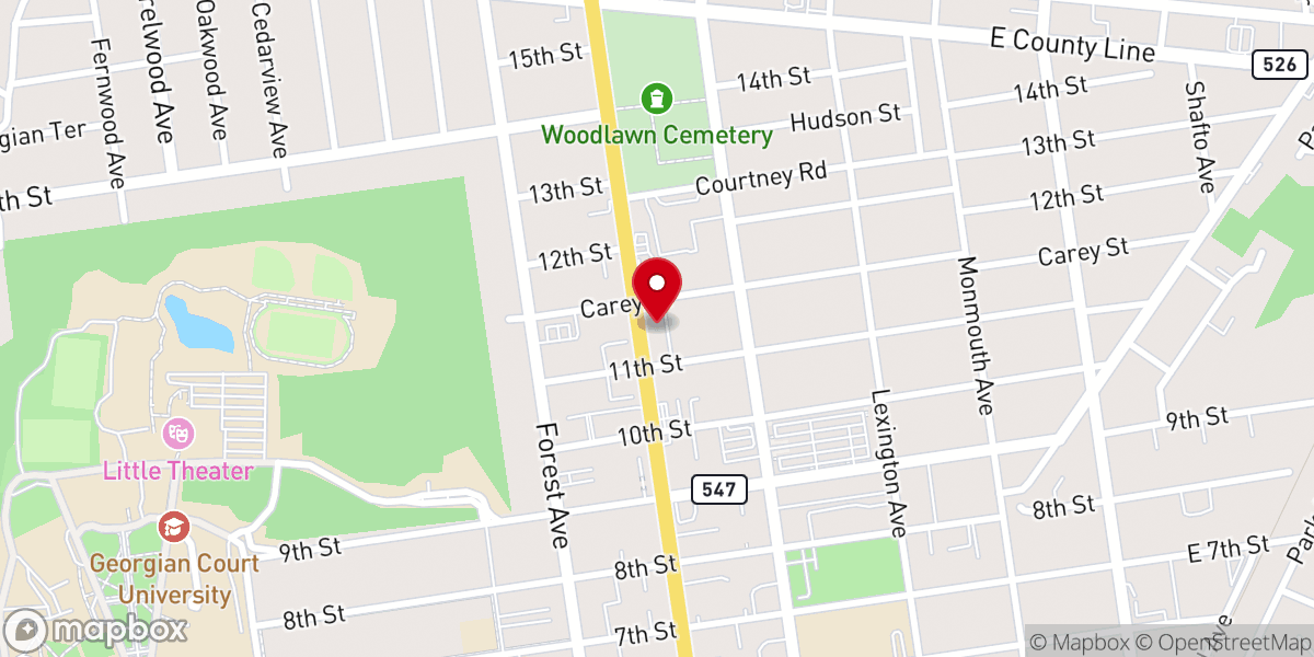 Map showing location of Congregation Mikva Toba of Lakewood