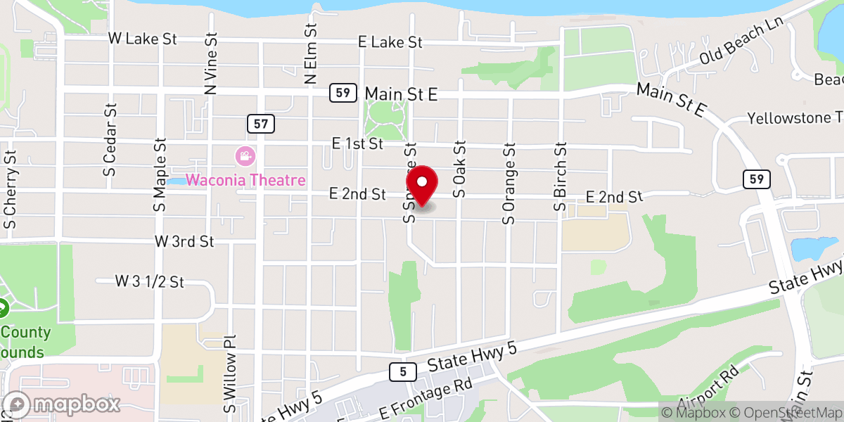 Map showing location of Waconia Moravian Church