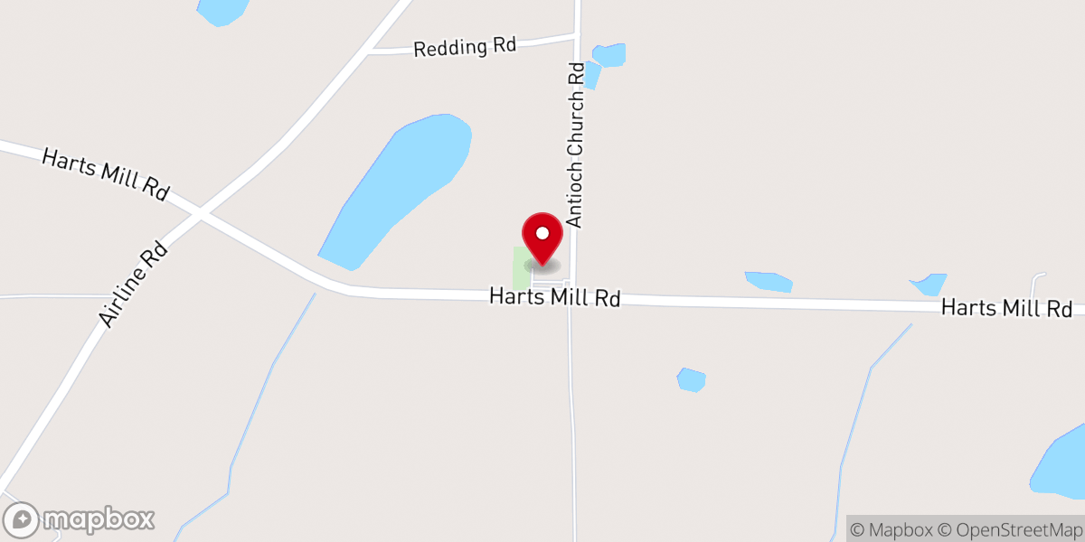 Map showing location of Antioch Baptist Church