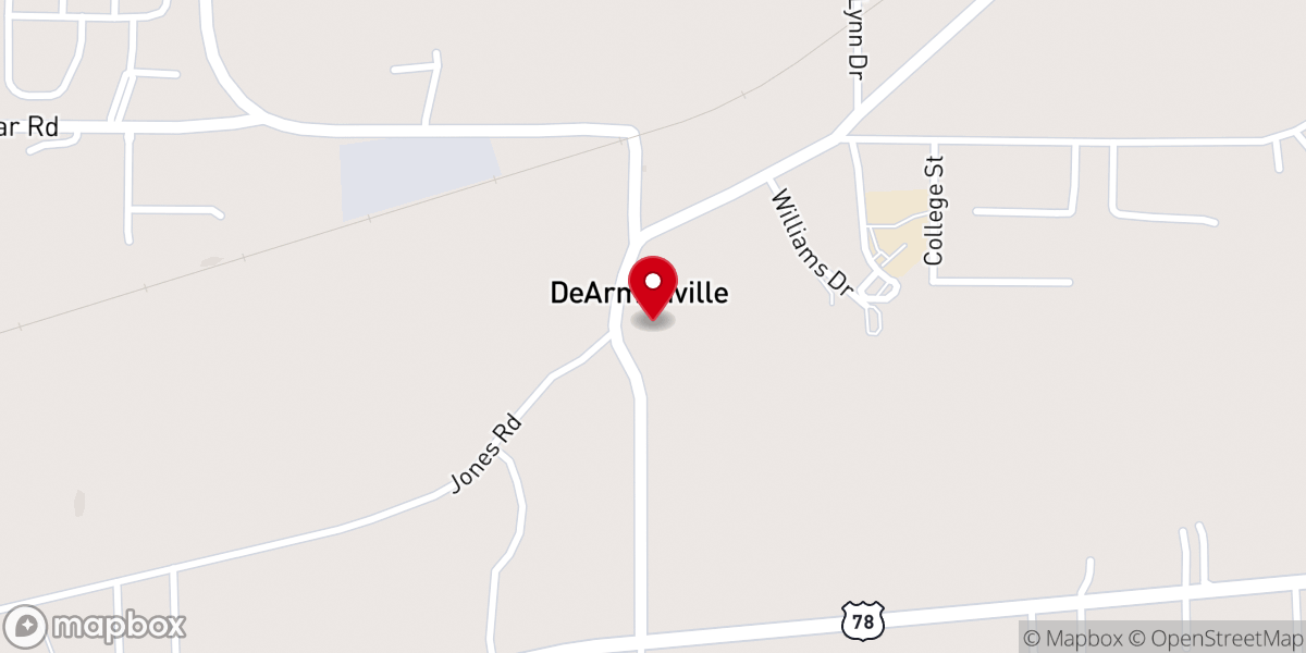 Map showing location of DeArmanville United Methodist Church