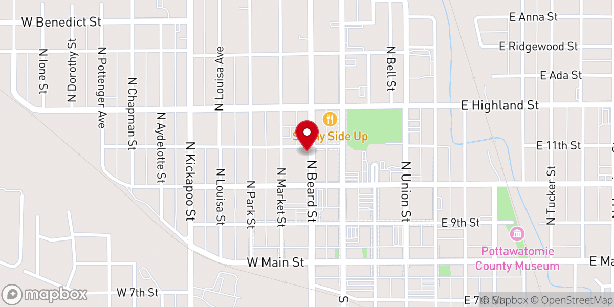 Map showing location of Frontline Church Shawnee