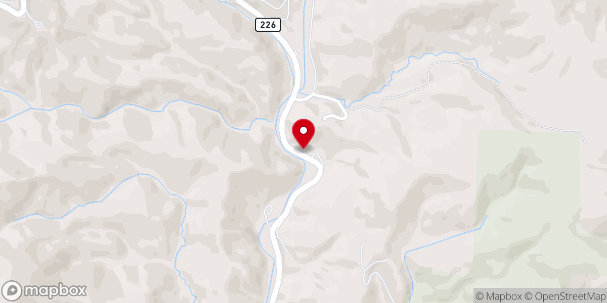 Map showing location of Turkey Cove Baptist Church