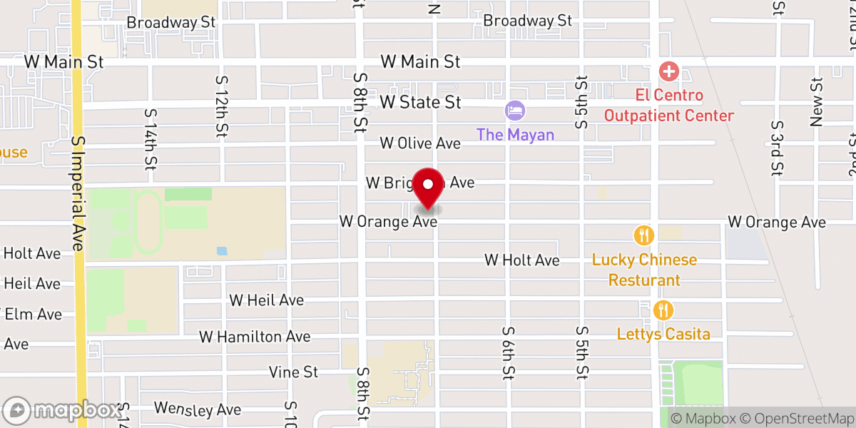 Map showing location of First Baptist Church-El Centro