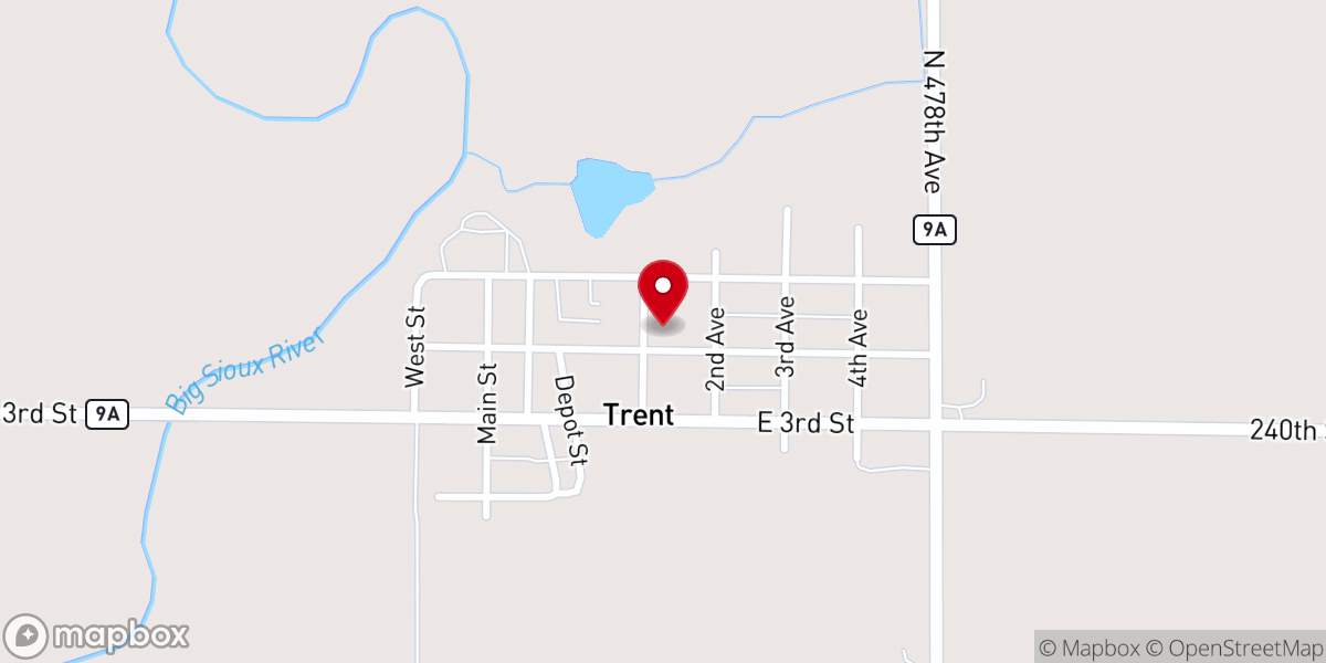 Map showing location of Trent Baptist Church