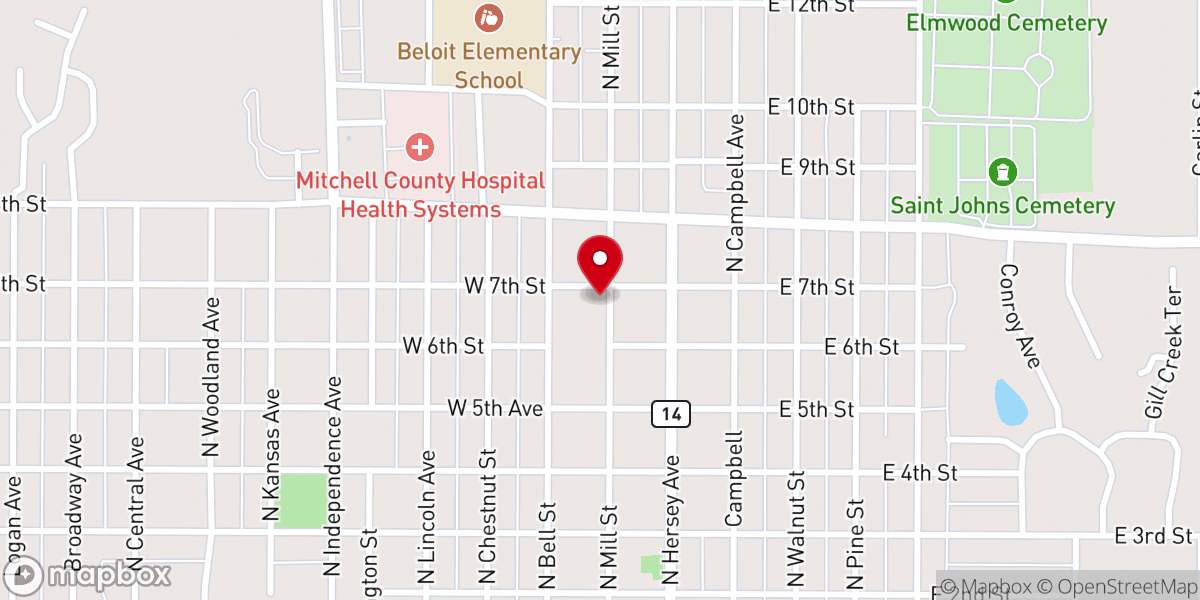 Map showing location of Zion Lutheran Church