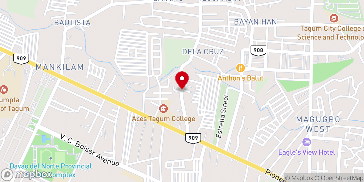 Map showing location of Bethany Baptist Church - Tagum