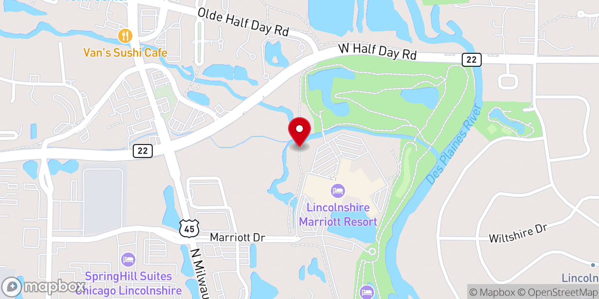 Map showing location of Lincolnshire Korean Evengelical Church of America