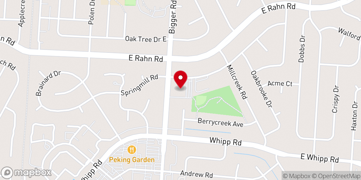 Map showing location of South Dayton Presbyterian Church