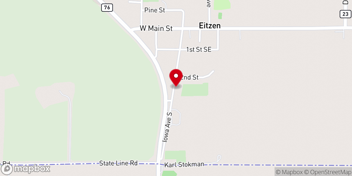 Map showing location of Zion Lutheran Church